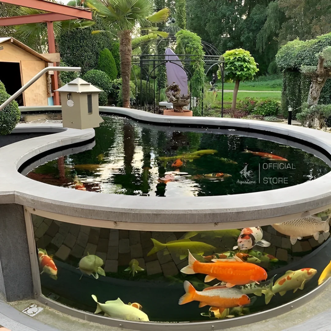 bể cá koi mini bằng kính kết hợp tiểu cảnh trong nhà