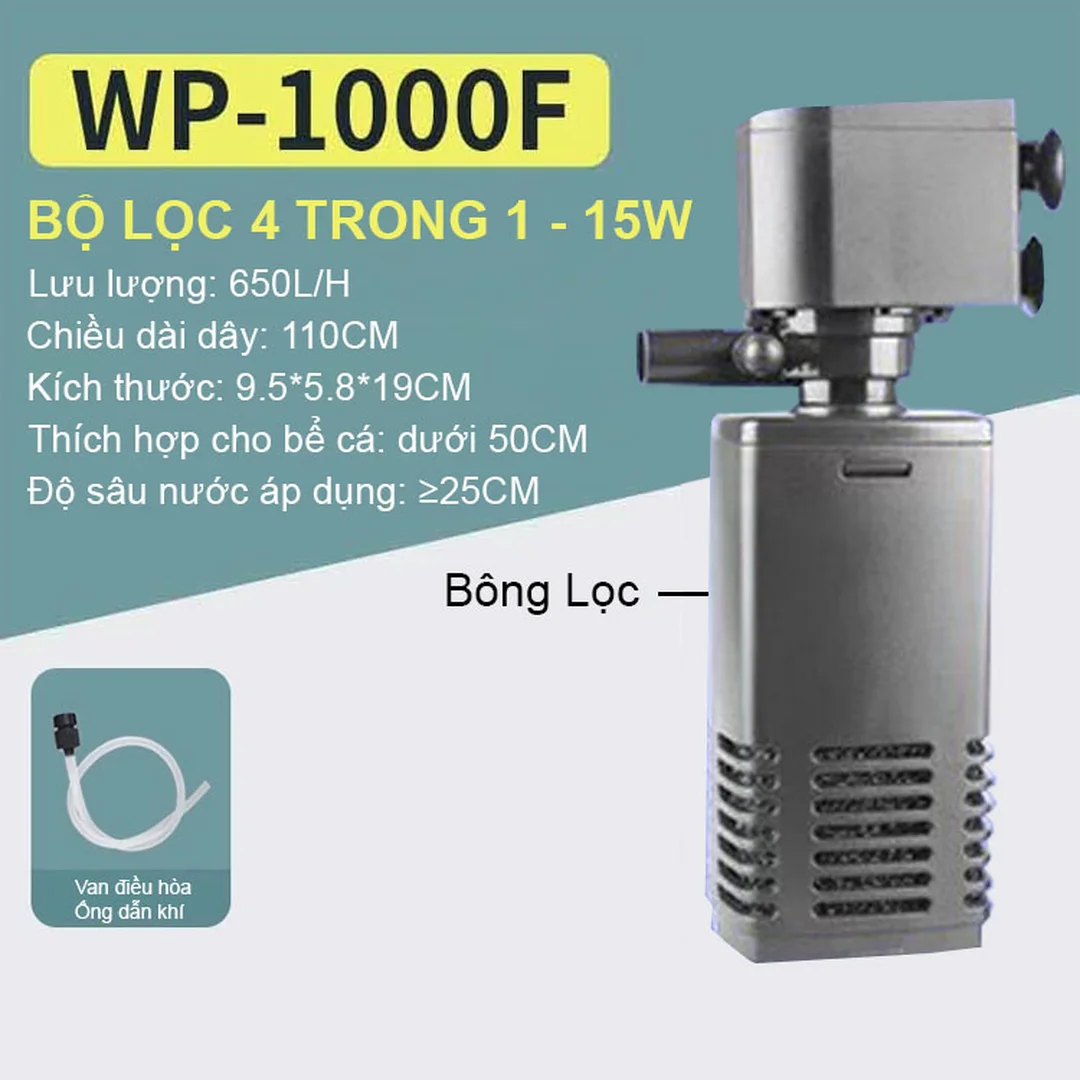 máy lọc bể cá màu đen lắp trong hồ cá cảnh