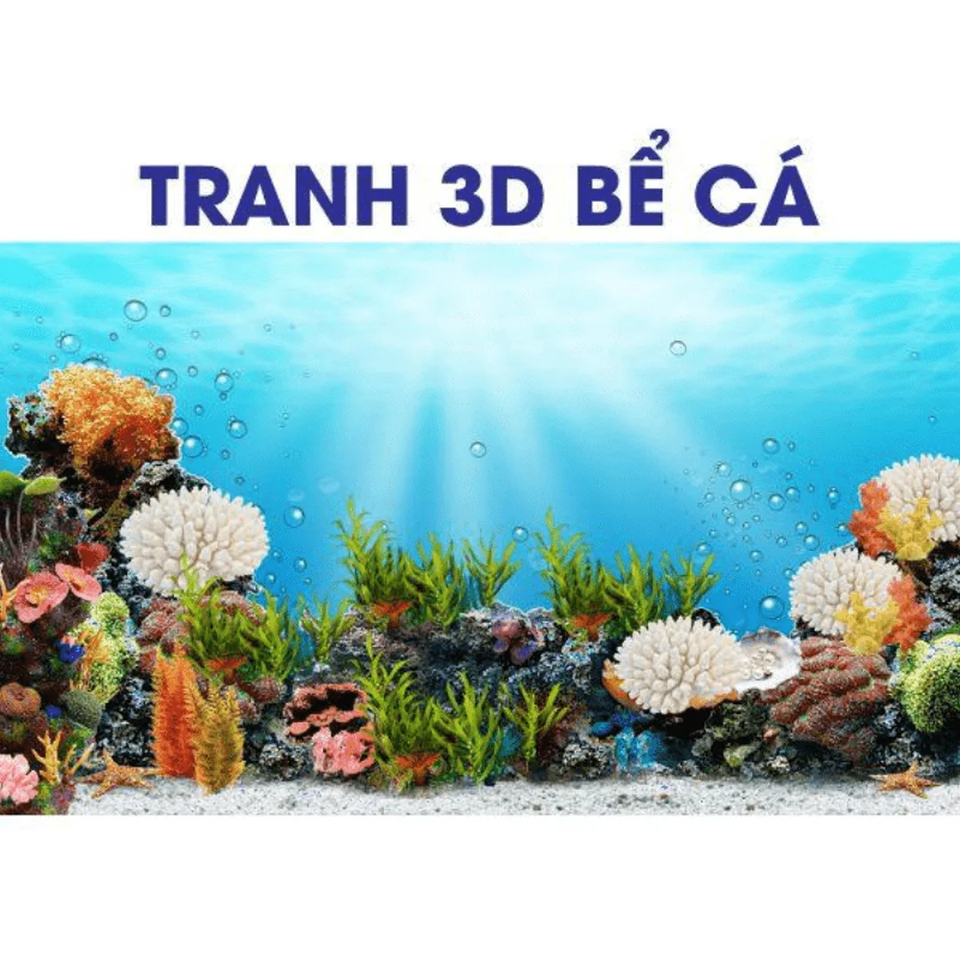 tranh 3d bể cá nền thủy sinh xanh dương