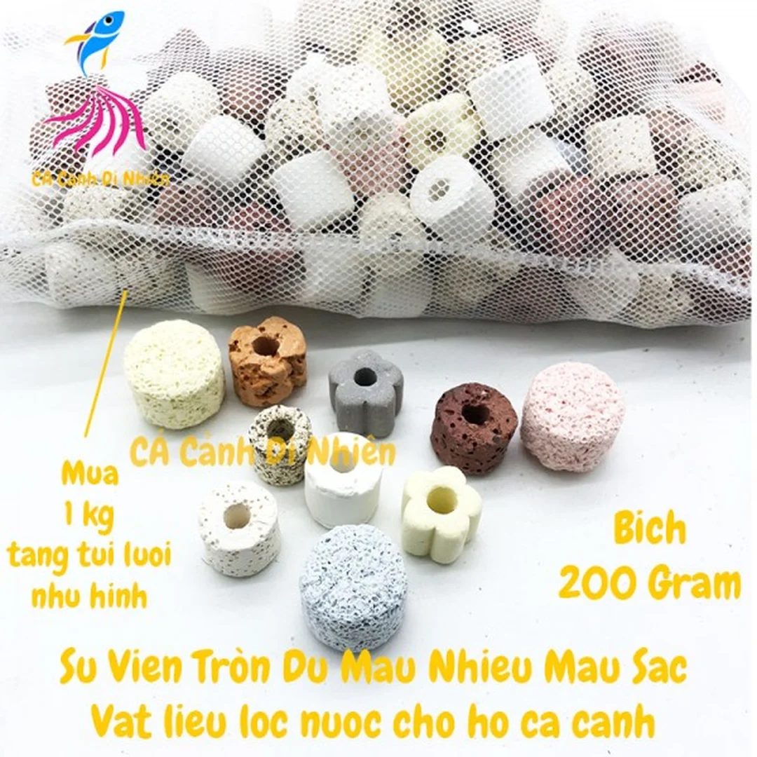 vật liệu lọc bể cá dạng viên màu cho hồ cá